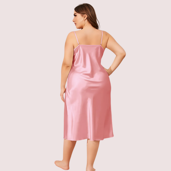 Plus Size Solid Satin Slip Dress (4XL–5XL)