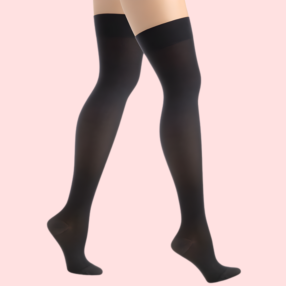 Classic Duo Thigh-High Stockings (Black + Nude) – Pack of 2